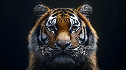 Fototapeta premium Close-up Portrait of a Tiger with Intense Eyes - Illustration