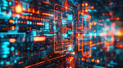 Futuristic Digital Technology Background with Lines and Lights