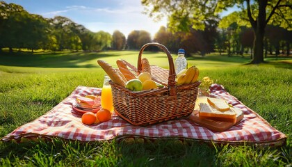 picnic basket on the grass