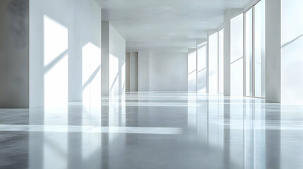 Modern Minimalist Interior 3D Illustration - Sunlit Open Space