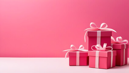 pink gift boxes ribbons festive birthday