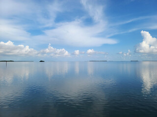 Florida Everglades Seascape with Reflective Waters and Distant Islands