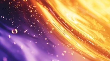 Obraz premium In this dynamic background wallpaper, blue, gold, and purple particles swirl in an abstract swirl with a wind blowing effect