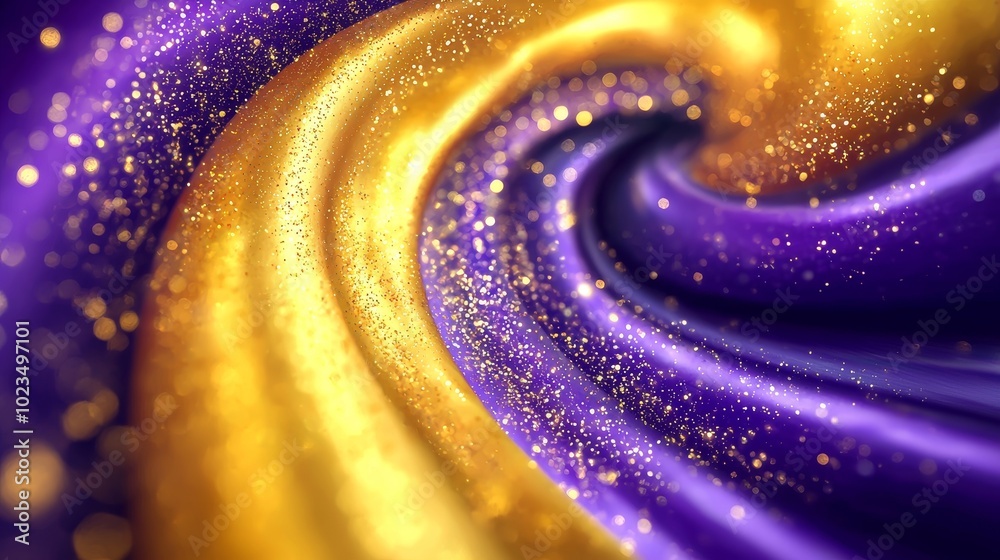 Leinwandbilder A motion blur background with a blue and gold particle vortex swirling and blowing in motion for artistic purposes