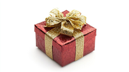 Obraz premium Christmas gift box template with decorative wrapping and festive bow isolated on white background