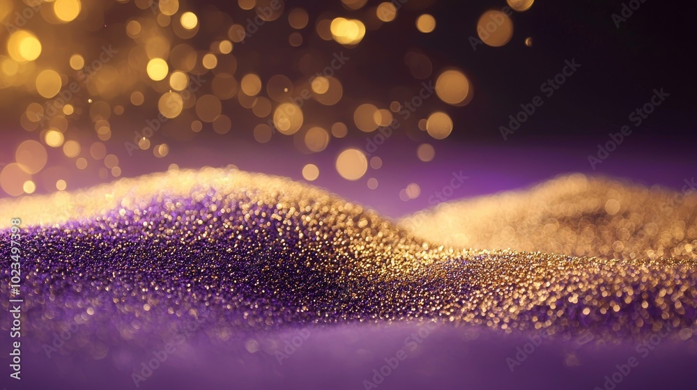 Sticker Flowing purple and gold particles with dynamic wind blowing effect in motion wallpaper