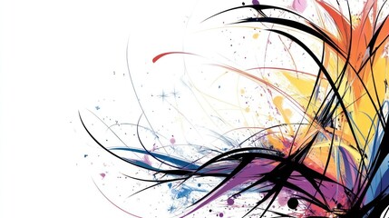 Abstract colorful design with splashes and lines, ideal for backgrounds and creative projects.