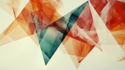 Abstract composition featuring overlapping translucent shapes in warm and cool tones.