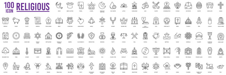 Religious icons. Christian vector set icon