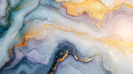 Abstract Background with Blue, Purple, and Gold Swirls