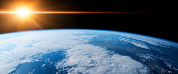 Stunning View of Earth from Space with Blue Planet, White Clouds, and Mountains