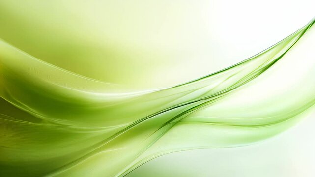 Absrtact background. Flowing green fabric in soft waves gently illuminates a serene atmosphere with subtle light and motion