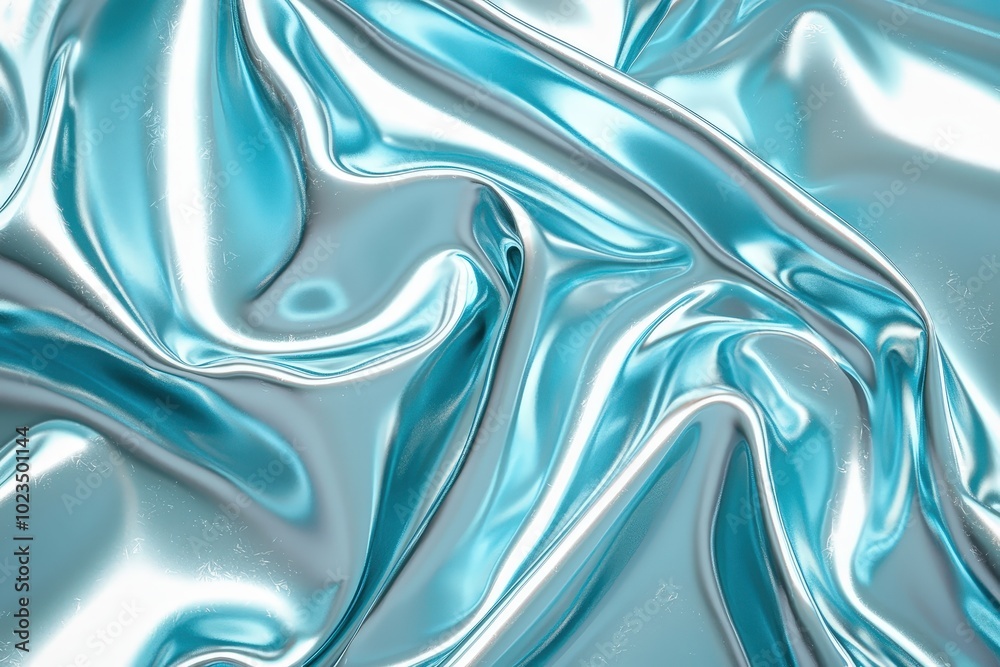Fototapete the smooth turquoise fabric glistens in the light, creating a luxurious texture with its gentle fold