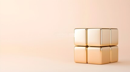 Luxurious Gold Cube Block Design - Sleek Financial Freedom Symbol with Sharp Angles for Premium Branding and Elegant Visuals