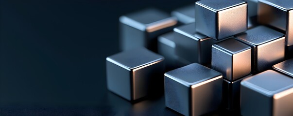 Obraz premium Elegant Modern Silver and Black Cube Block - Minimalist Design for Finance and Wealth Representation