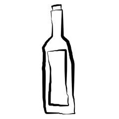 Hand Drawn Wine Bottle Doodles Beverage Outline Cocktail Illustration Ink Style