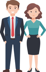 Fototapeta premium A vector illustration of a professional couple, symbolizing partnership, teamwork, and business collaboration.