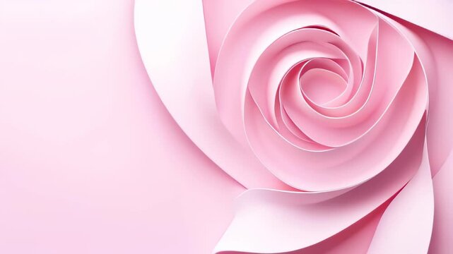 Absrtact background. A delicate pink paper rose crafted with precision set against a soft pastel background