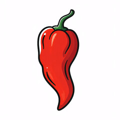 red cartoon chili pepper illustration on white background