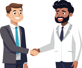 Fototapeta premium A vector illustration of two businessmen shaking hands, symbolizing partnership, dealmaking, and professional collaboration.