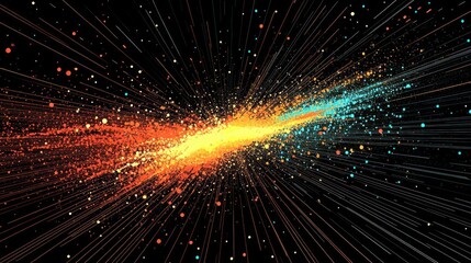 A vibrant cosmic explosion representing energy and motion in space.