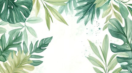 A beautiful watercolor illustration of tropical leaves, perfect for nature-inspired designs and backgrounds.