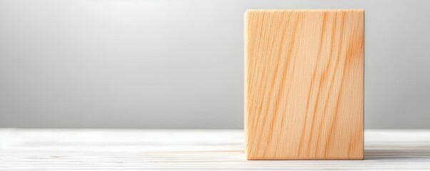 Naklejka premium Blank Wood Block for Financial Growth - Modern Professional Setting with Clean Tones for Business and Creativity