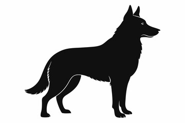 
German Shepherd dog silhouette, Sitting german shepherd dog breed silhouette vector illustration