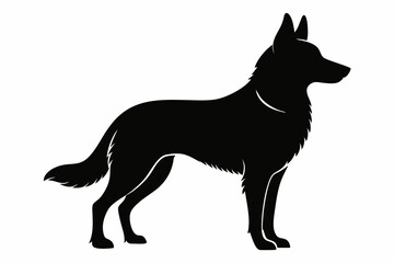 
German Shepherd dog silhouette, Sitting german shepherd dog breed silhouette vector illustration