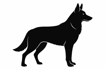 
German Shepherd dog silhouette, Sitting german shepherd dog breed silhouette vector illustration