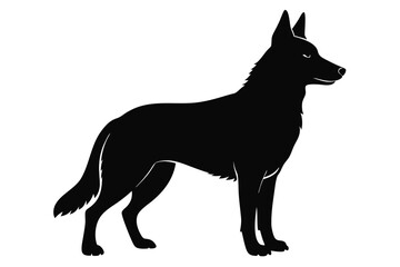 
German Shepherd dog silhouette, Sitting german shepherd dog breed silhouette vector illustration