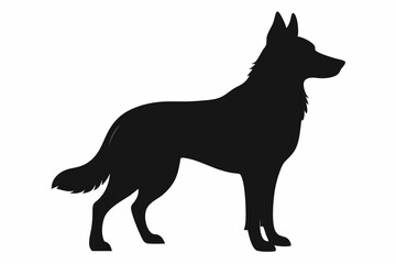 
German Shepherd dog silhouette, Sitting german shepherd dog breed silhouette vector illustration