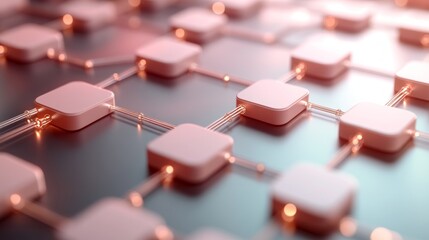 A close-up view of interconnected nodes with glowing lines, representing technology and networks.