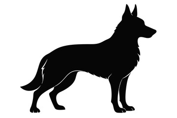 
German Shepherd dog silhouette, Sitting german shepherd dog breed silhouette vector illustration