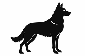 
German Shepherd dog silhouette, Sitting german shepherd dog breed silhouette vector illustration