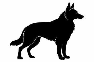 
German Shepherd dog silhouette, Sitting german shepherd dog breed silhouette vector illustration