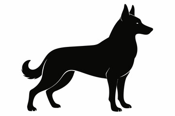 
German Shepherd dog silhouette, Sitting german shepherd dog breed silhouette vector illustration