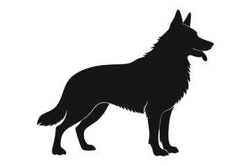 
German Shepherd dog silhouette, Sitting german shepherd dog breed silhouette vector illustration
