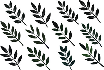 Minimalist Olive Leaf Silhouette Vector Illustration Bundle