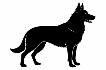 
German Shepherd dog silhouette, Sitting german shepherd dog breed silhouette vector illustration