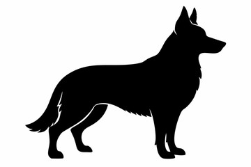 
German Shepherd dog silhouette, Sitting german shepherd dog breed silhouette vector illustration