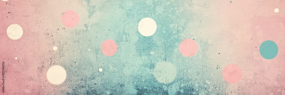 Poster This abstract design features a soft pastel color palette with scattered circles in pink, white, and teal, creating a calming and artistic backdrop suitable for various creative uses