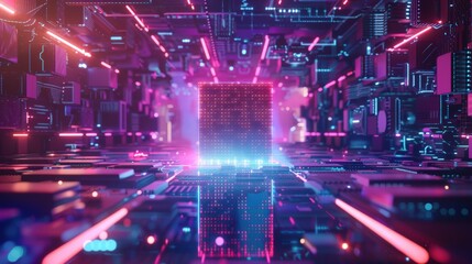 Fototapeta premium Futuristic Render of AI Technology in Digital Space