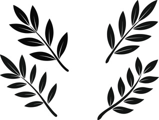 Obraz premium Minimalist Olive Leaf Silhouette Vector Illustration Bundle