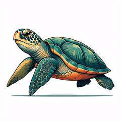 cartoon sea turtle illustration  green shell