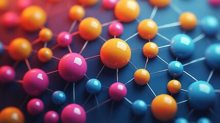 Obraz premium A colorful molecular structure illustration showcasing interconnected atoms and bonds.