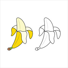 Coloring book for kids banana vector illustration. Eps 10