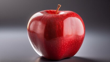 Fresh red apple with a shiny surface. 
