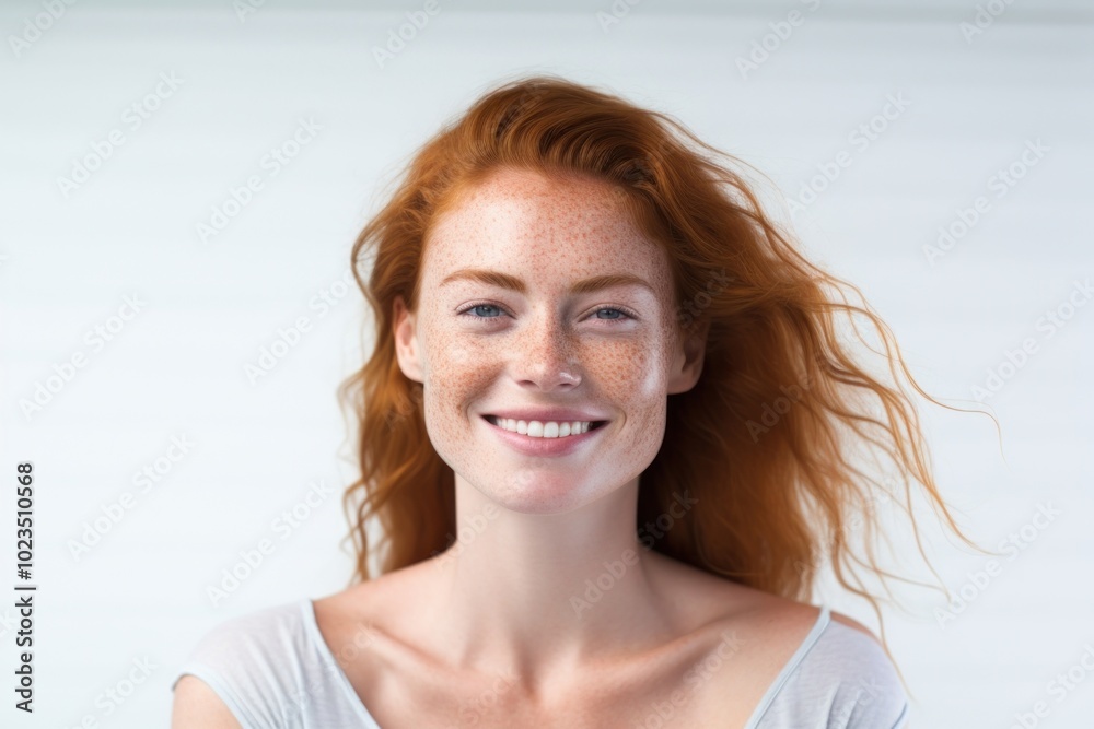 Canvas Prints Woman freckle portrait smiling.