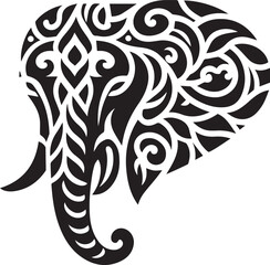 Elephant head silhouette black vector clipart design